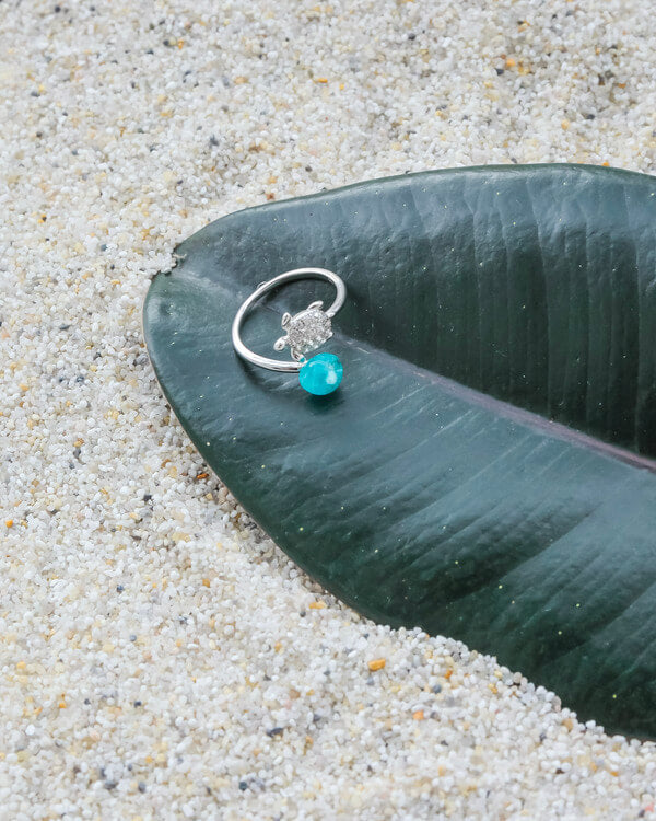 Oceanness eco-friendly turtle ring in 925 sterling silver with ocean plastic