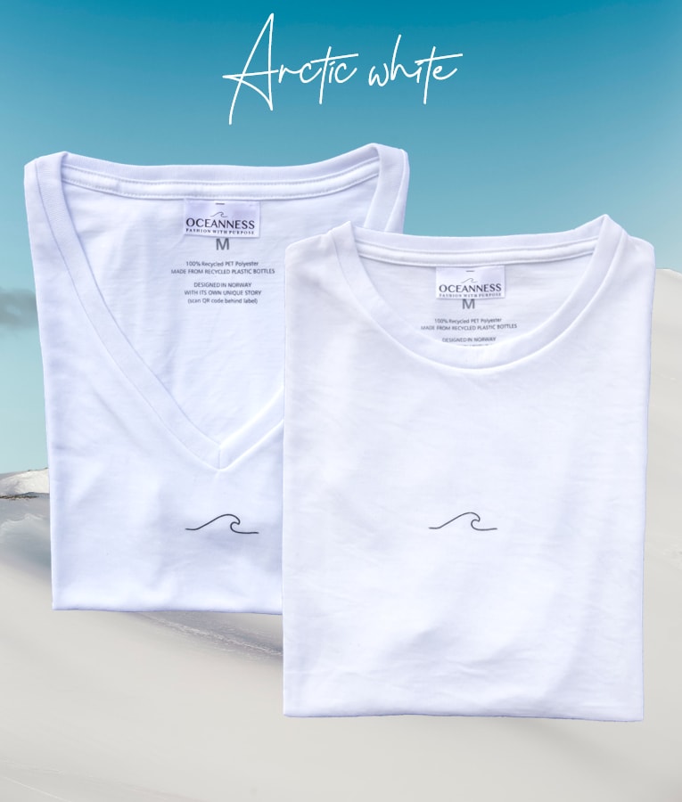 Oceanness eco-friendly and sustainable t-shirt in Arctic White