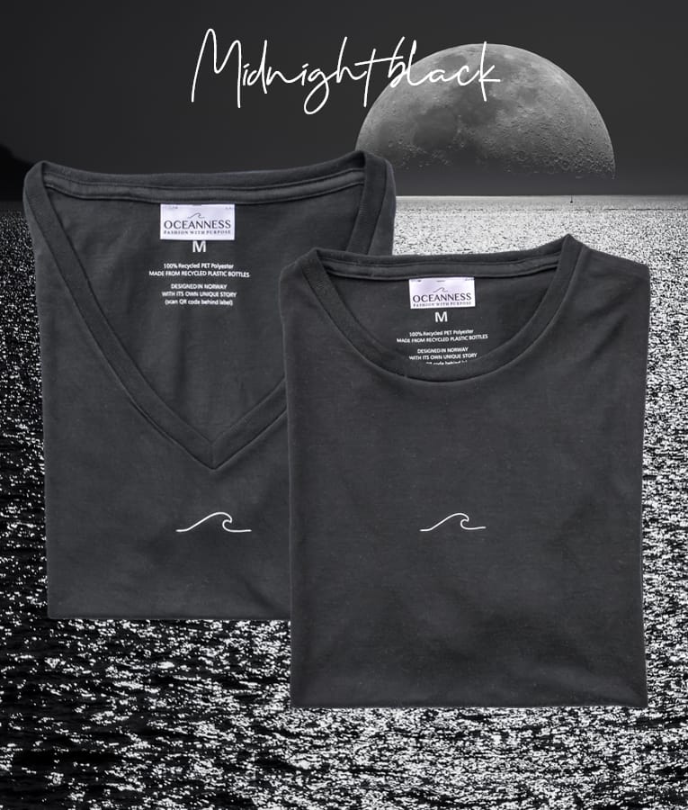 Oceanness eco-friendly and sustainable t-shirt in Midnight Black