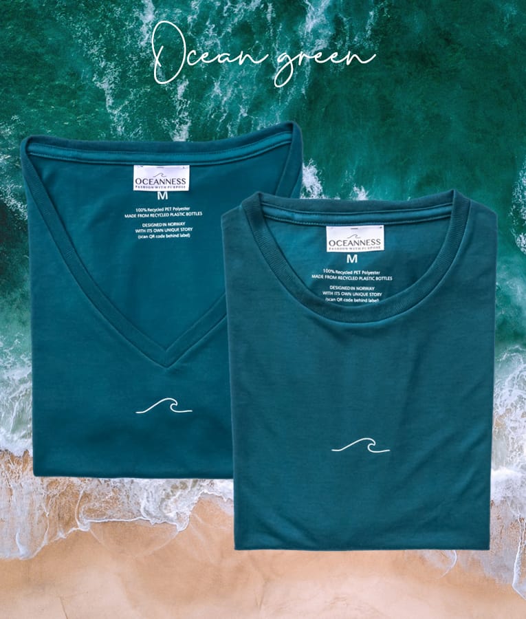Oceanness eco-friendly and sustainable t-shirt in Ocean Green