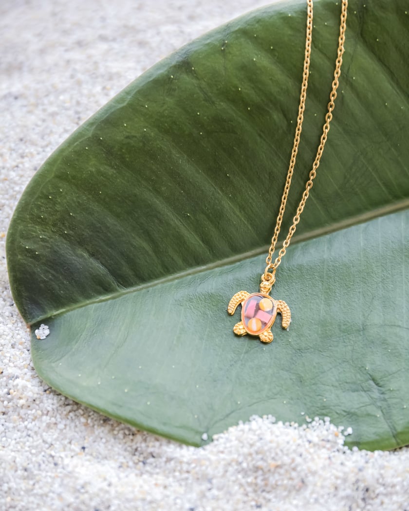 Turtle Necklace with Ocean Plastic - CLEARANCE